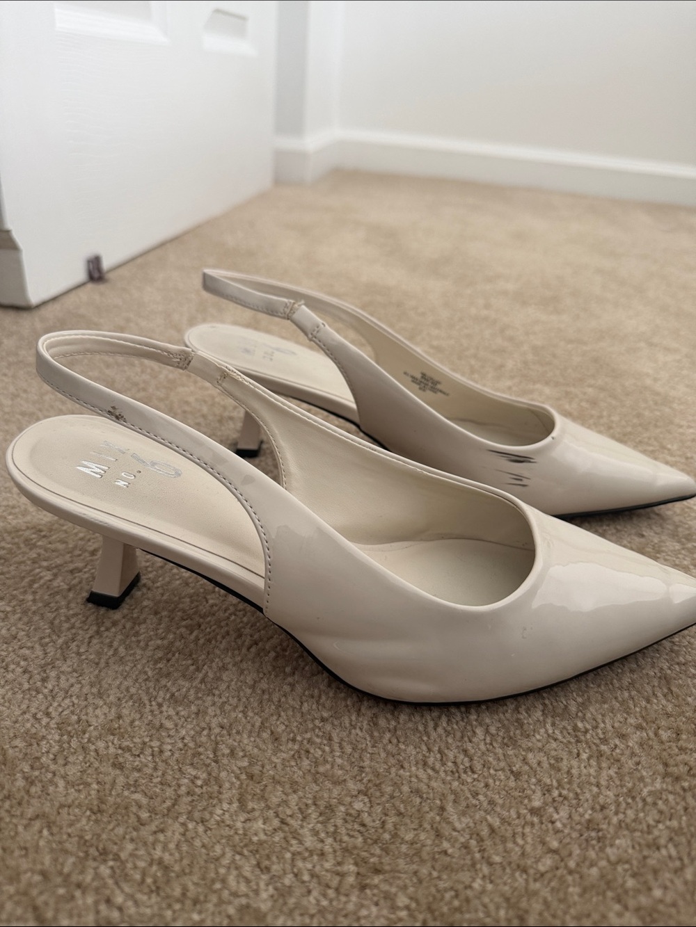 Mi Cream Patent Slingback Pumps